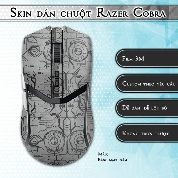 Skin dán chuột Razer Cobra Pro mẫu Bảng mạch xám