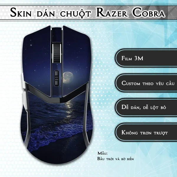 Skin dán chuột Razer Cobra Pro mẫu Bầu trời và bờ biển