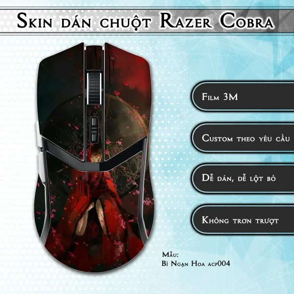 Skin dán chuột Razer Cobra Pro mẫu Bỉ Ngạn Hoa acp004