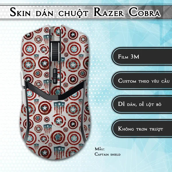Skin dán chuột Razer Cobra Pro mẫu Captain shield