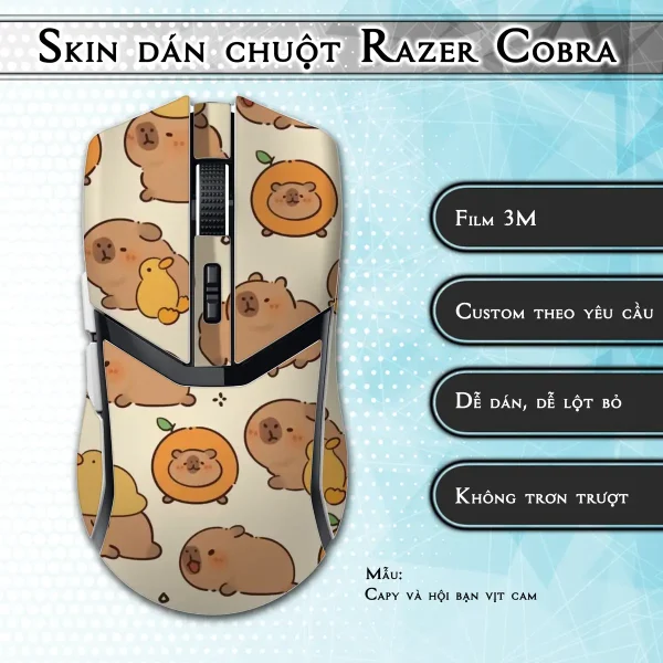 Skin dán chuột Razer Cobra Pro mẫu Capy và hội bạn vịt cam