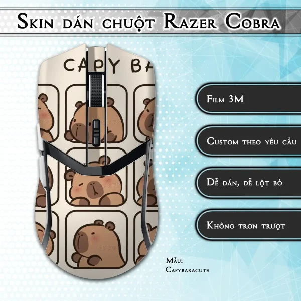 Skin dán chuột Razer Cobra Pro mẫu Capybaracute