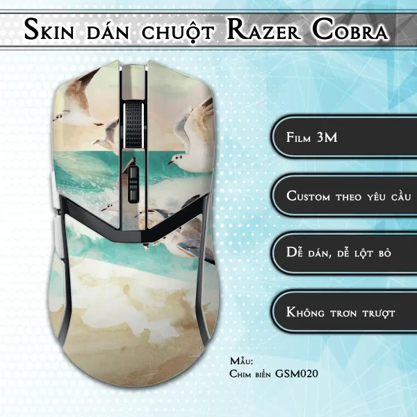 Skin dán chuột Razer Cobra Pro mẫu Chim biển GSM020