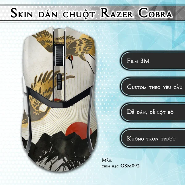 Skin dán chuột Razer Cobra Pro mẫu chim hạc GSM092