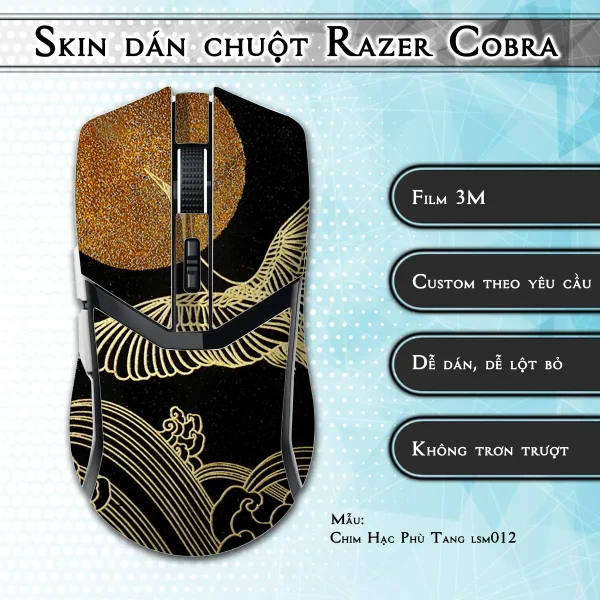 Skin dán chuột Razer Cobra Pro mẫu Chim Hạc Phù Tang lsm012