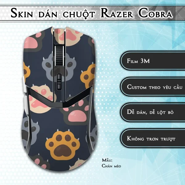 Skin dán chuột Razer Cobra Pro mẫu Chân mèo