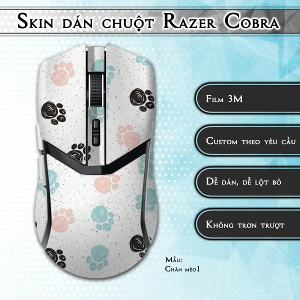 Skin dán chuột Razer Cobra Pro mẫu Chân mèo1