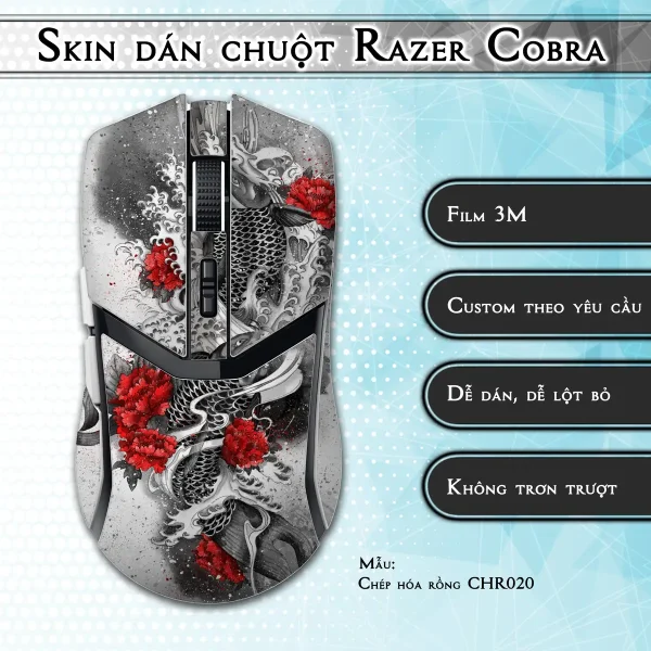Skin dán chuột Razer Cobra Pro mẫu Chép hóa rồng CHR020