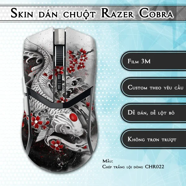 Skin dán chuột Razer Cobra Pro mẫu Chép trắng lội dòng CHR022