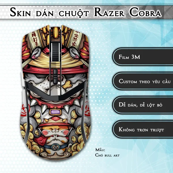 Skin dán chuột Razer Cobra Pro mẫu Chó bull art