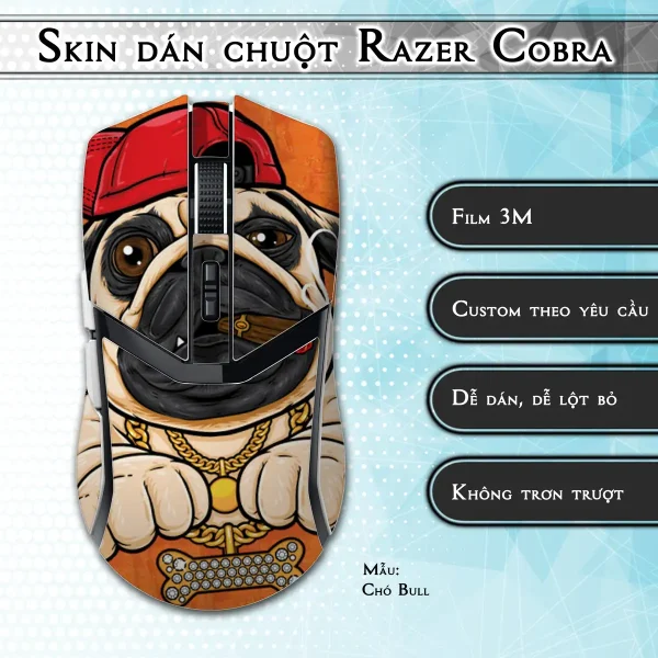 Skin dán chuột Razer Cobra Pro mẫu Chó Bull