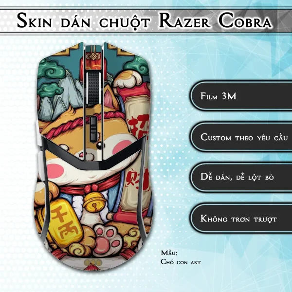 Skin dán chuột Razer Cobra Pro mẫu Chó con art