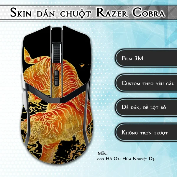 Skin dán chuột Razer Cobra Pro mẫu con Hổ Oai Hùm Nguyệt Dạ