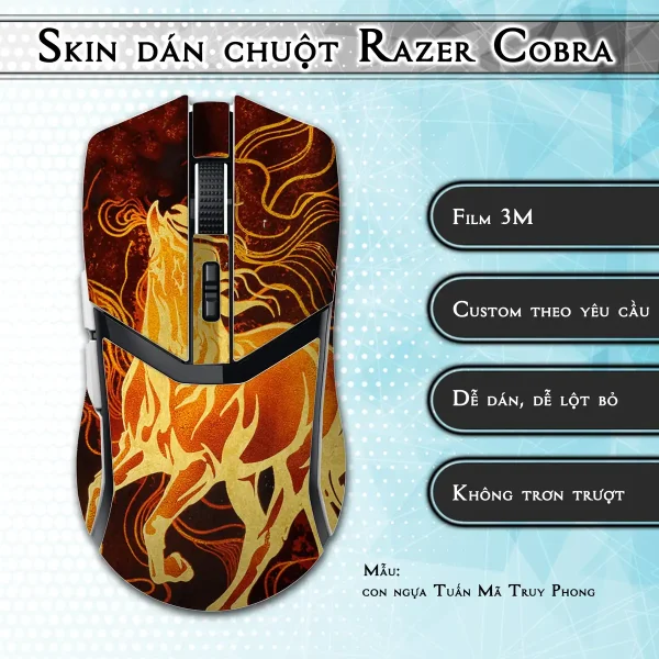 Skin dán chuột Razer Cobra Pro mẫu con ngựa Tuấn Mã Truy Phong