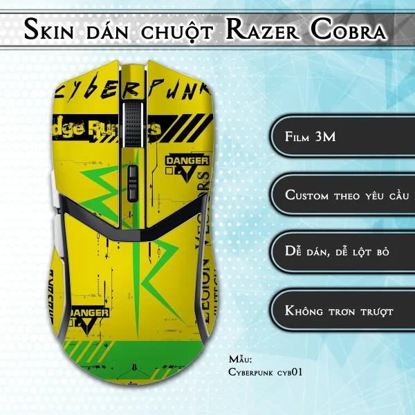 Skin dán chuột Razer Cobra Pro mẫu Cyberpunk cyb01