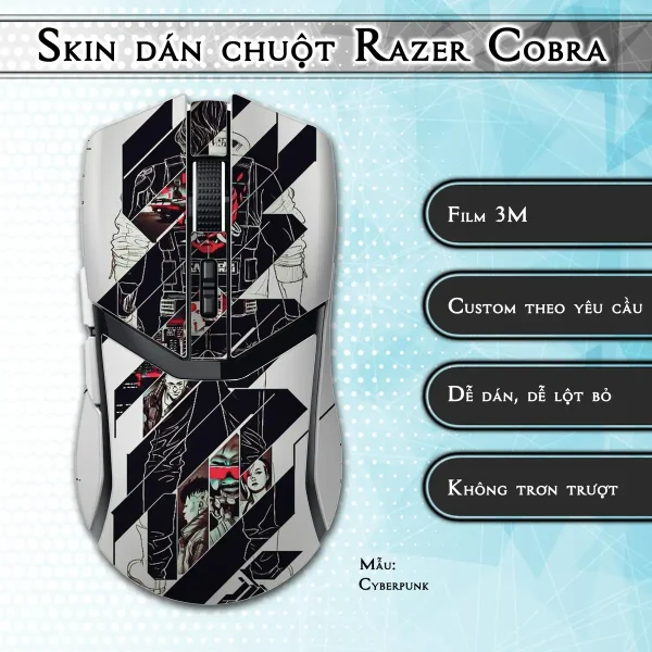 Skin dán chuột Razer Cobra Pro mẫu Cyberpunk