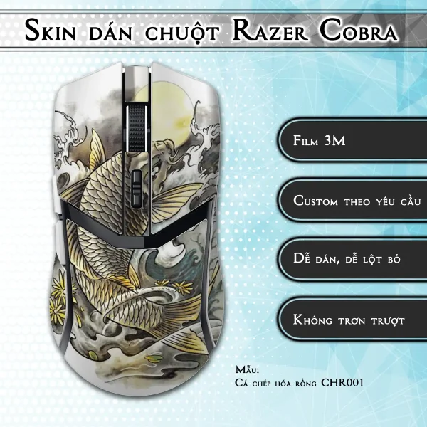 Skin dán chuột Razer Cobra Pro mẫu Cá chép hóa rồng CHR001