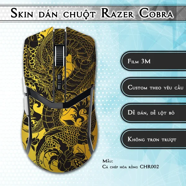 Skin dán chuột Razer Cobra Pro mẫu Cá chép hóa rồng CHR002