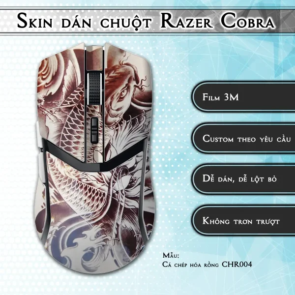 Skin dán chuột Razer Cobra Pro mẫu Cá chép hóa rồng CHR004