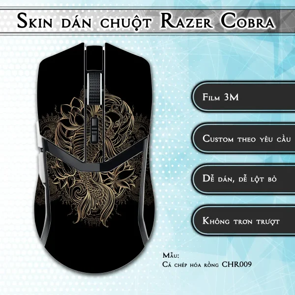 Skin dán chuột Razer Cobra Pro mẫu Cá chép hóa rồng CHR009