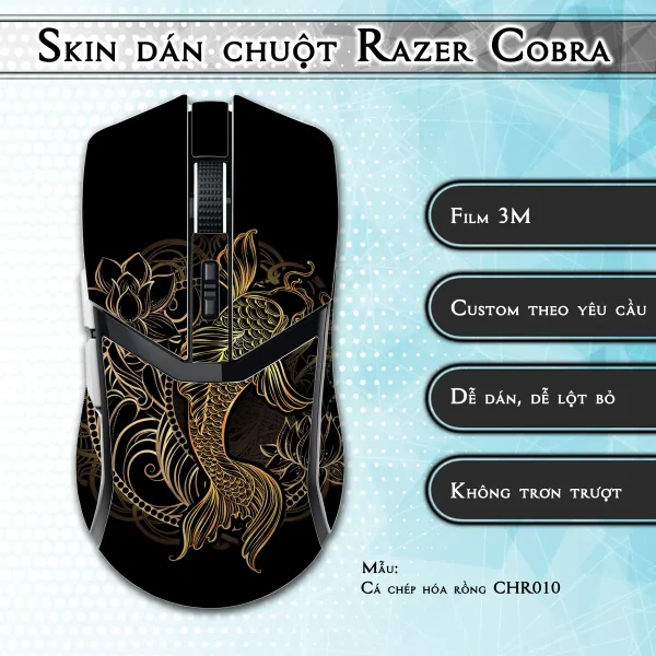 Skin dán chuột Razer Cobra Pro mẫu Cá chép hóa rồng CHR010