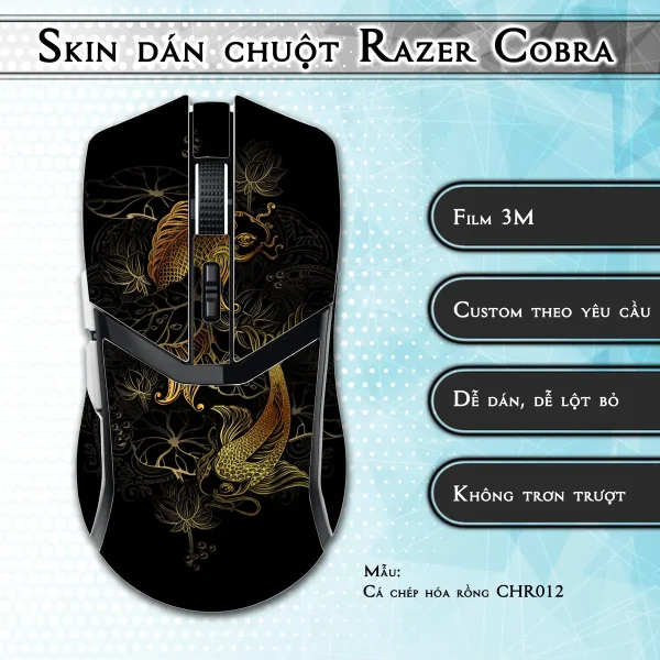 Skin dán chuột Razer Cobra Pro mẫu Cá chép hóa rồng CHR012