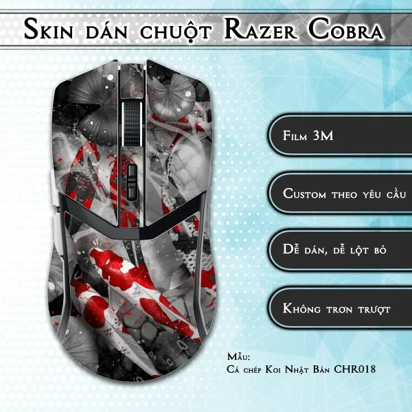 Skin dán chuột Razer Cobra Pro mẫu Cá chép Koi Nhật Bản CHR018