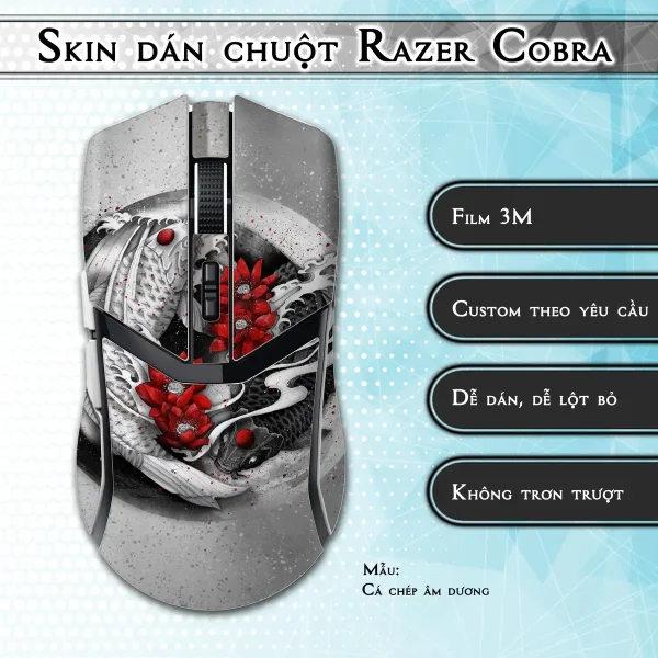 Skin dán chuột Razer Cobra Pro mẫu Cá chép âm dương