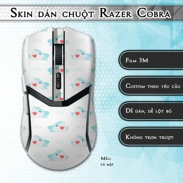 Skin dán chuột Razer Cobra Pro mẫu cá mập