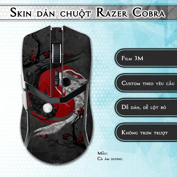 Skin dán chuột Razer Cobra Pro mẫu Cá âm dương