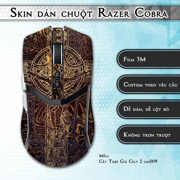Skin dán chuột Razer Cobra Pro mẫu Cây Thập Giá Celt 2 lsm009