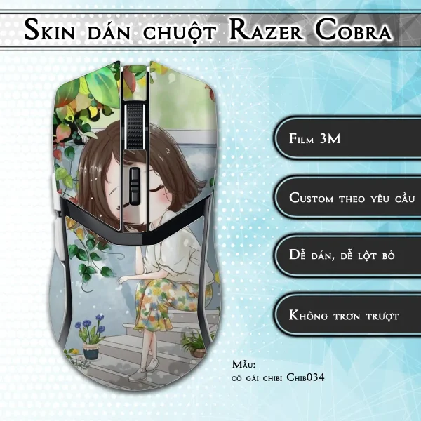 Skin dán chuột Razer Cobra Pro mẫu cô gái chibi Chib034