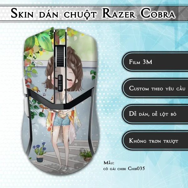 Skin dán chuột Razer Cobra Pro mẫu cô gái chibi Chib035