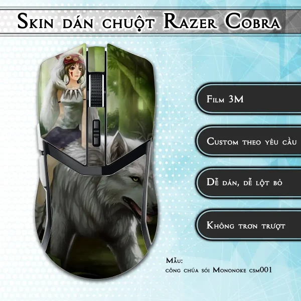 Skin dán chuột Razer Cobra Pro mẫu công chúa sói Mononoke csm001