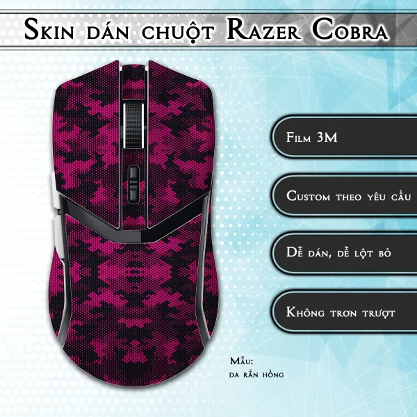 Skin dán chuột Razer Cobra Pro mẫu da rắn hồng