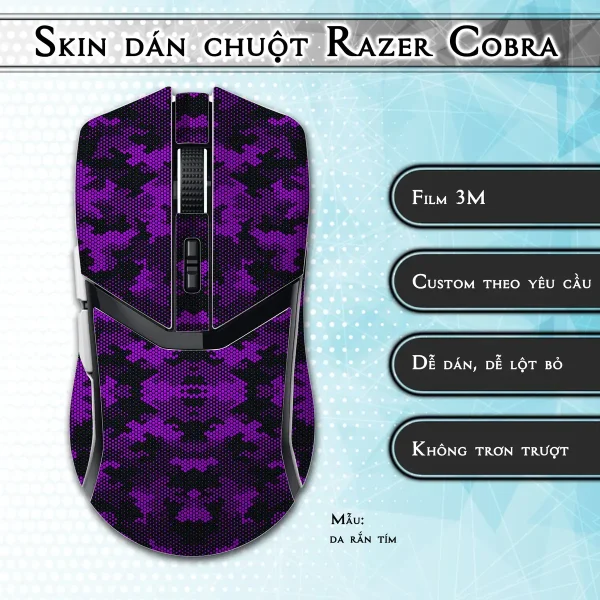 Skin dán chuột Razer Cobra Pro mẫu da rắn tím