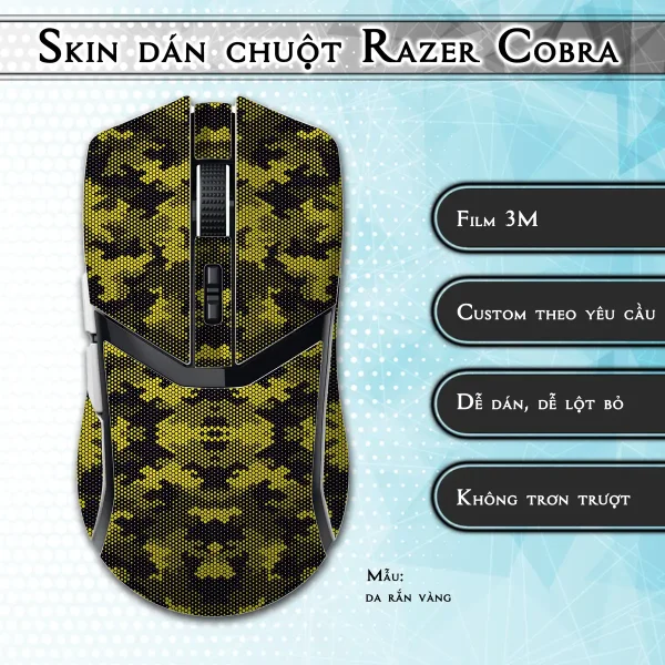 Skin dán chuột Razer Cobra Pro mẫu da rắn vàng