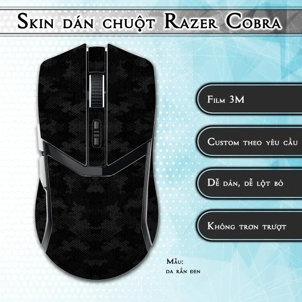 Skin dán chuột Razer Cobra Pro mẫu da rắn đen