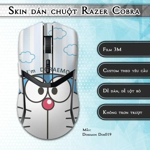 Skin dán chuột Razer Cobra Pro mẫu Doremon Dor019