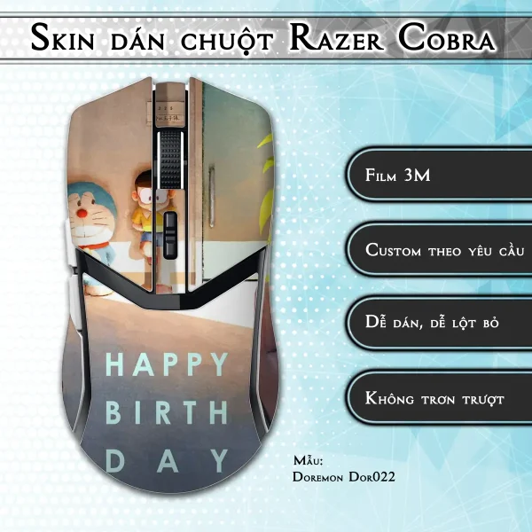 Skin dán chuột Razer Cobra Pro mẫu Doremon Dor022