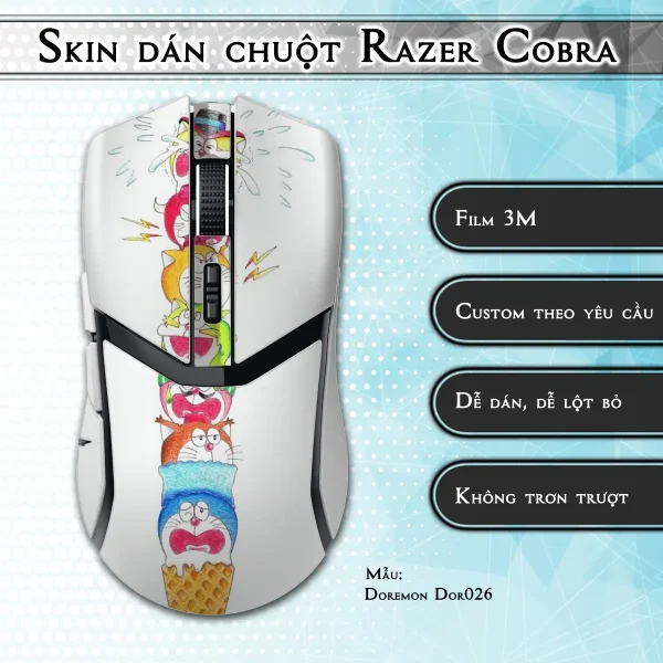 Skin dán chuột Razer Cobra Pro mẫu Doremon Dor026