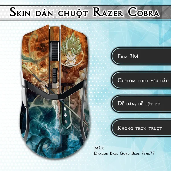Skin dán chuột Razer Cobra Pro mẫu Dragon Ball Goku Blue 7vnr77
