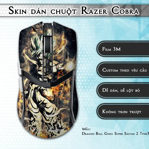 Skin dán chuột Razer Cobra Pro mẫu Dragon Ball Goku Super Saiyan 2 7vnr54