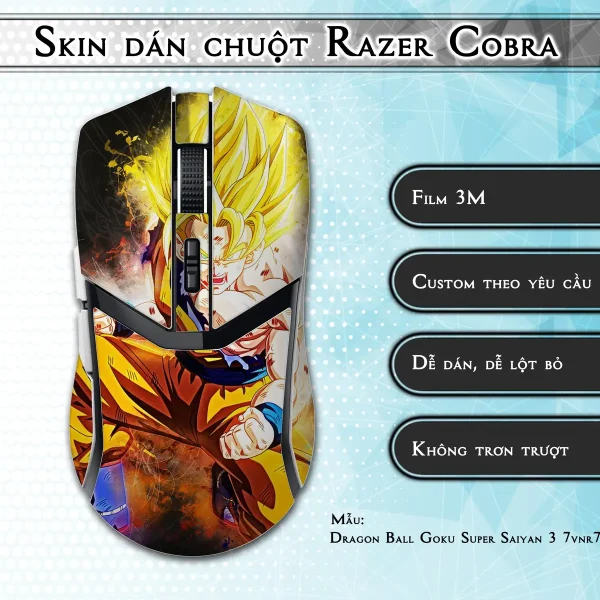 Skin dán chuột Razer Cobra Pro mẫu Dragon Ball Goku Super Saiyan 3 7vnr79