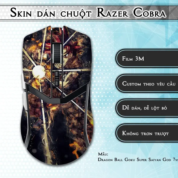 Skin dán chuột Razer Cobra Pro mẫu Dragon Ball Goku Super Saiyan God 7vnr83