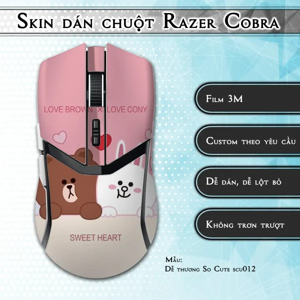 Skin dán chuột Razer Cobra Pro mẫu Dễ thương So Cute scu012