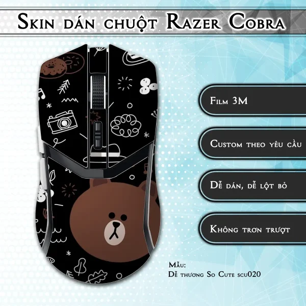 Skin dán chuột Razer Cobra Pro mẫu Dễ thương So Cute scu020