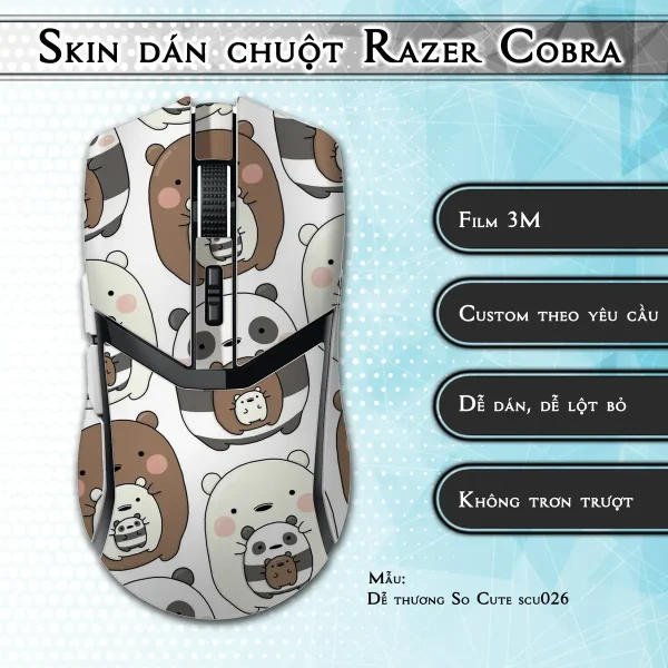 Skin dán chuột Razer Cobra Pro mẫu Dễ thương So Cute scu026