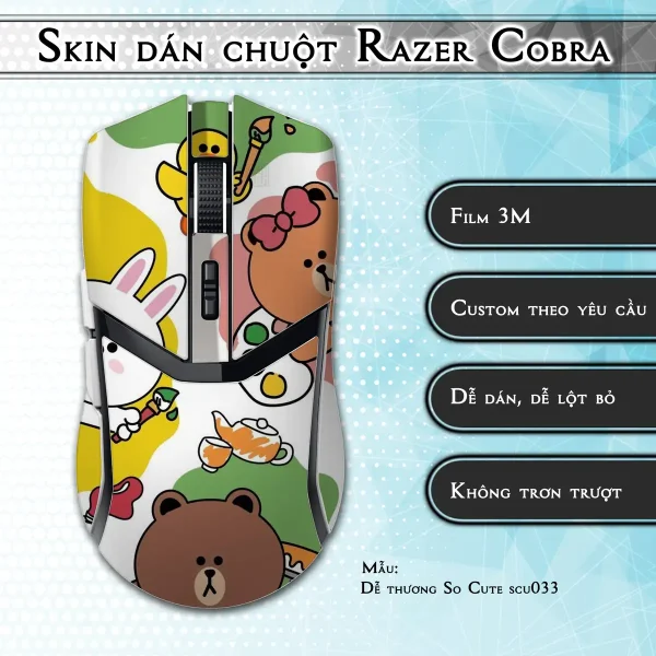Skin dán chuột Razer Cobra Pro mẫu Dễ thương So Cute scu033