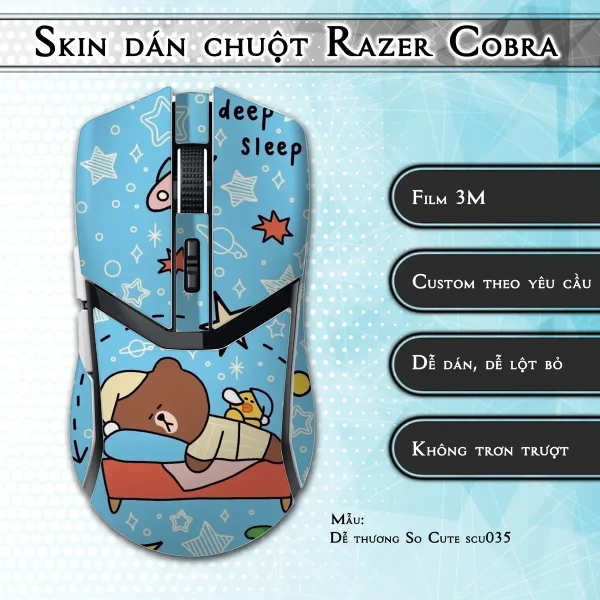 Skin dán chuột Razer Cobra Pro mẫu Dễ thương So Cute scu035